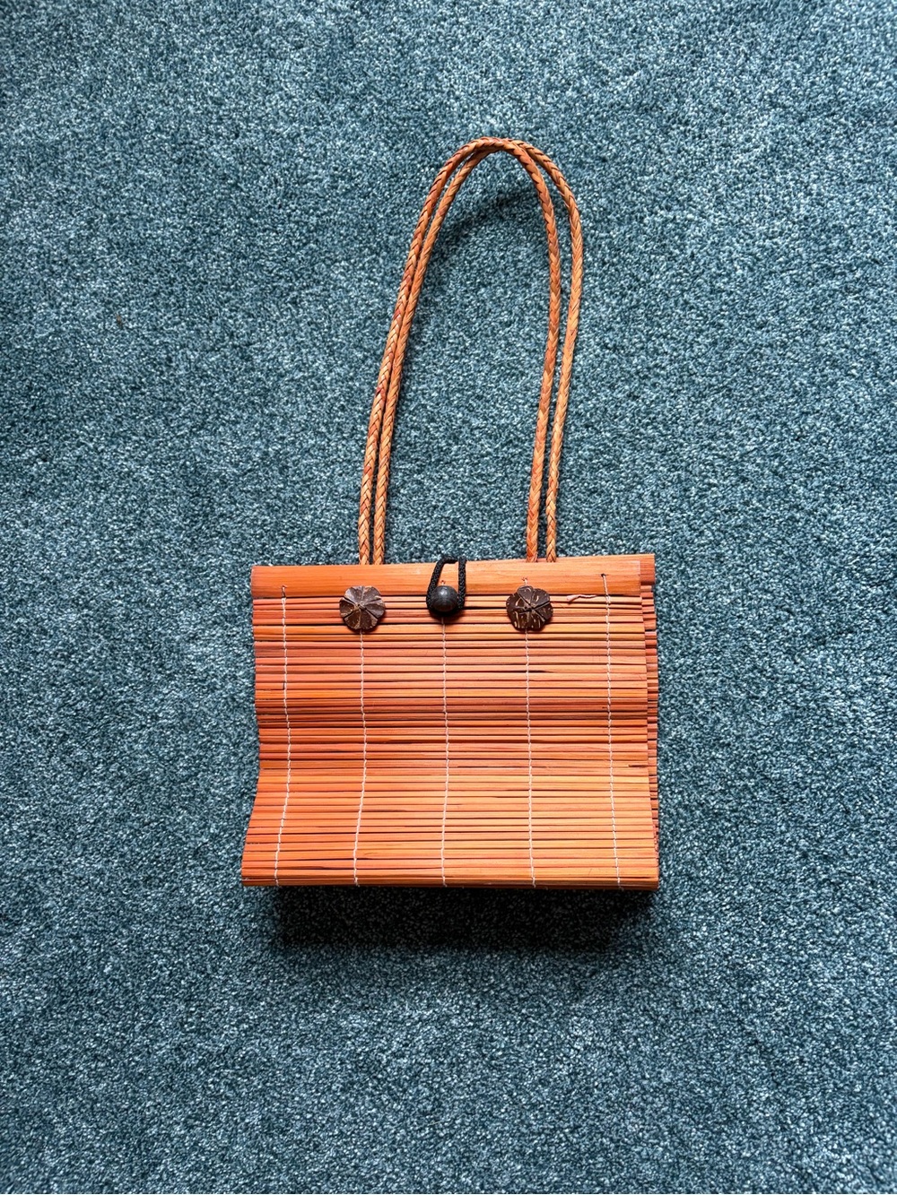 Orange Bamboo Tote with Rope Handles